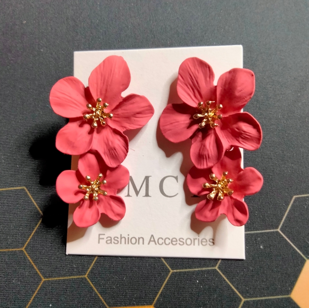 Large Flower Drop Earrings